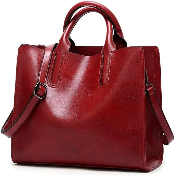 Women Handbags Shoulder Bags, Satchel Tote Bag, Leather Tote Bag Women Handbag Designer Shoulder Bags Fashion Ladies Crossbody Bag Large (Color : Burgundy, Size : 32x11x27cm)