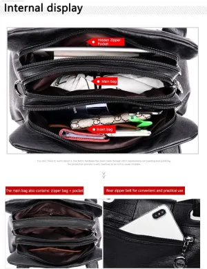 Women Handbags Shoulder Bags, Satchel Tote Bag, Women Leather Handbags Vintage Soft Leather Female Crossbody Shoulder Bags Ladies High Capacity Bags (Color : Red)