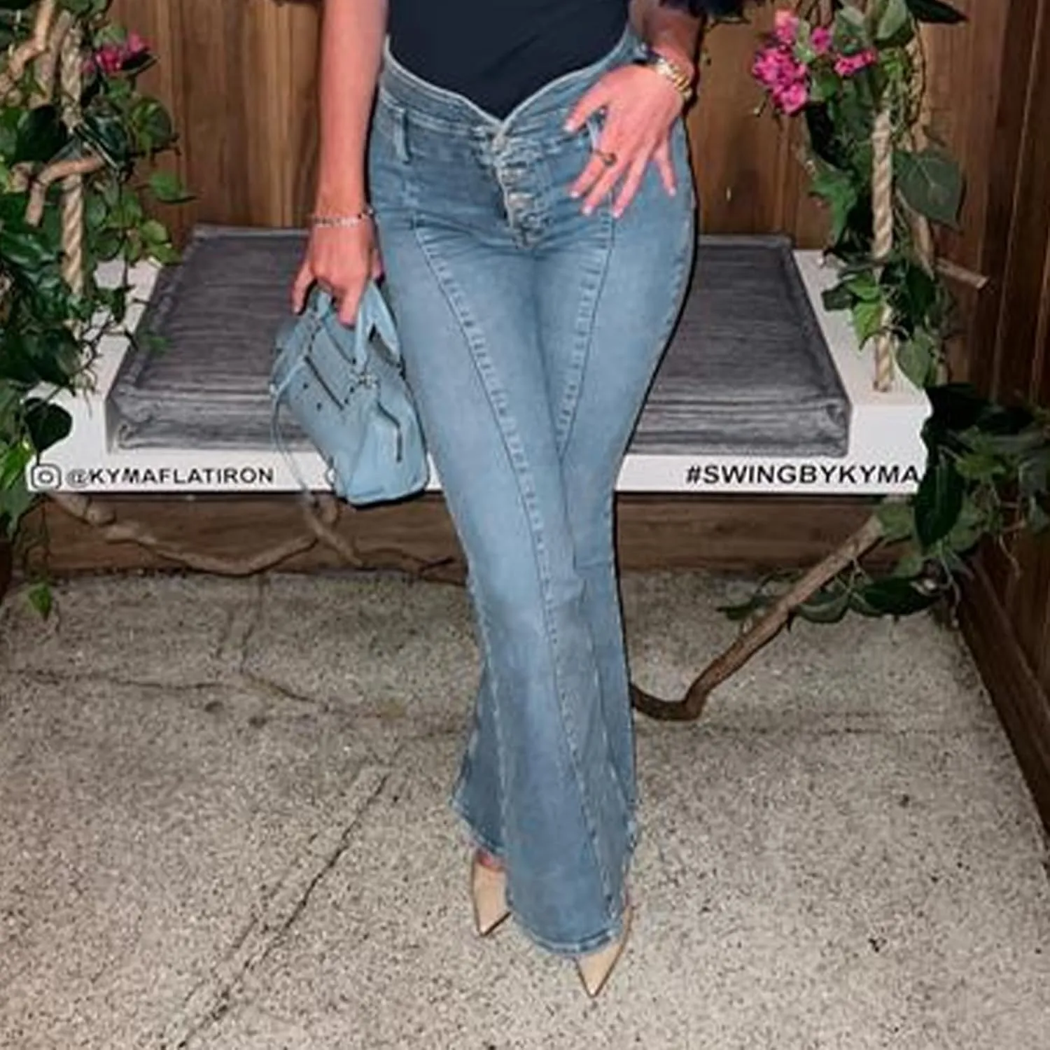 Women High Waist Velvet Flared Pants Y2k Vintage Slim Fit Palazzo Ribbed Bell Bottoms Trousers Cropped Pants