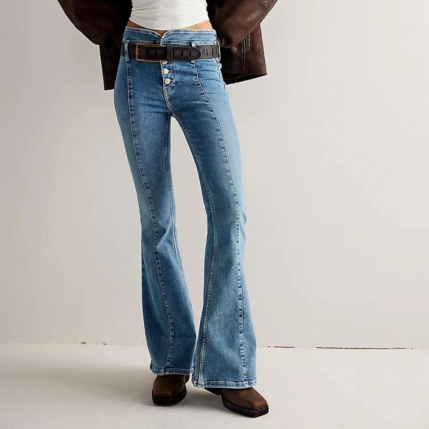 Women High Waist Velvet Flared Pants Y2k Vintage Slim Fit Palazzo Ribbed Bell Bottoms Trousers Cropped Pants