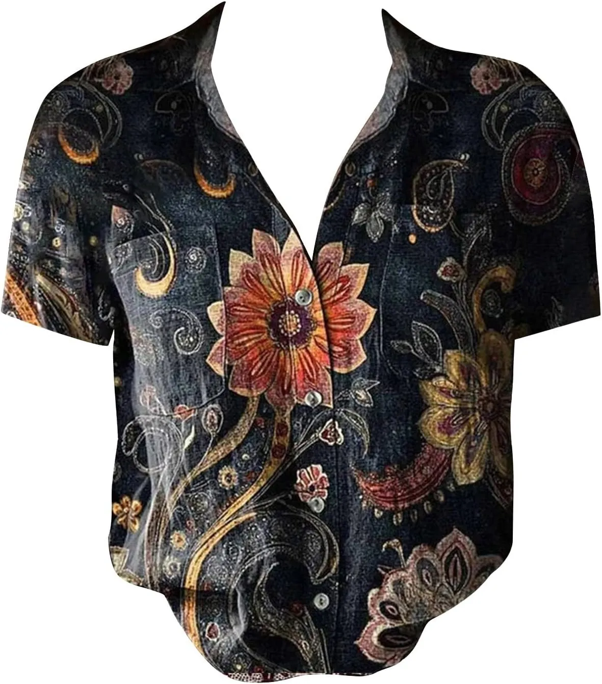 Women Linen Shirts Button Down Colorful Stripe Print V Neck Collared Tops Daily t Shirts Summer Shirts for Women 2025