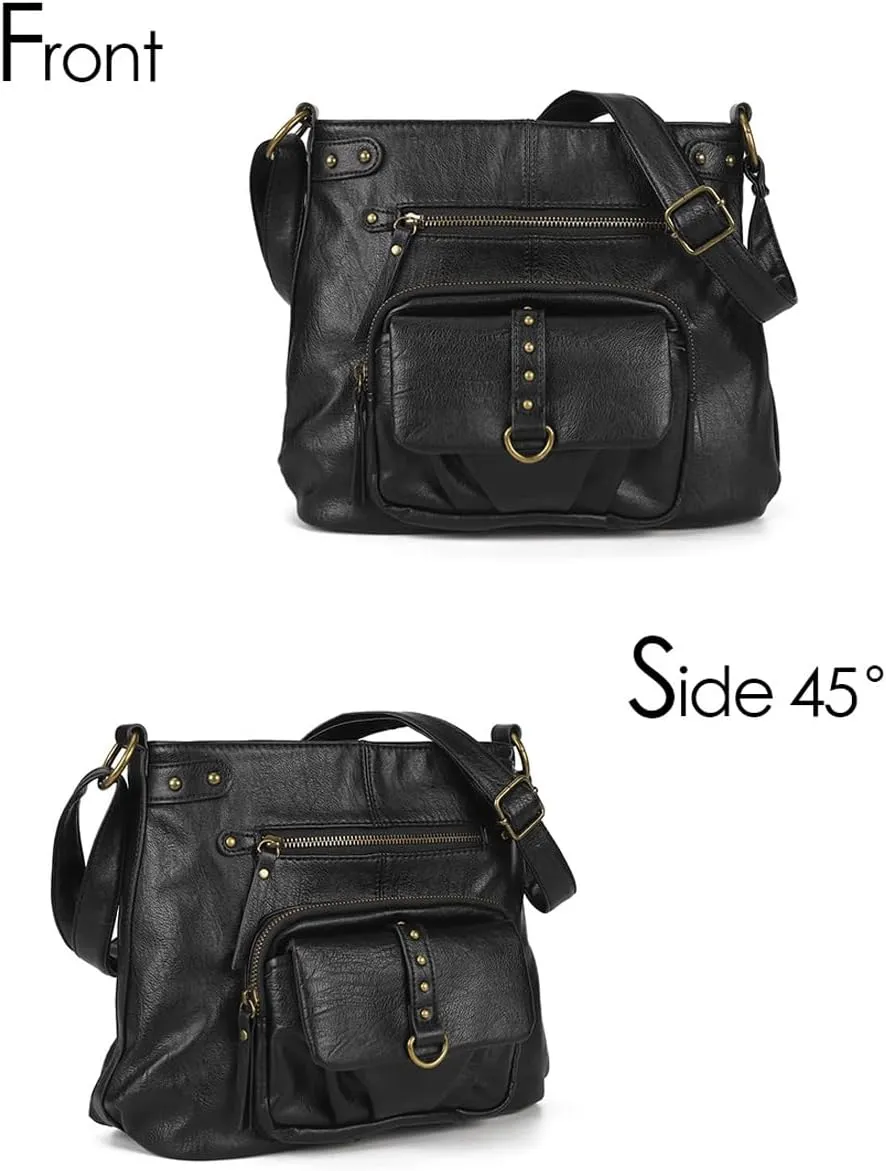 Women Shoulder Handbag Roomy Multiple Pockets Bag Ladies Crossbody Purse Fashion PU Leather Tote Satchel