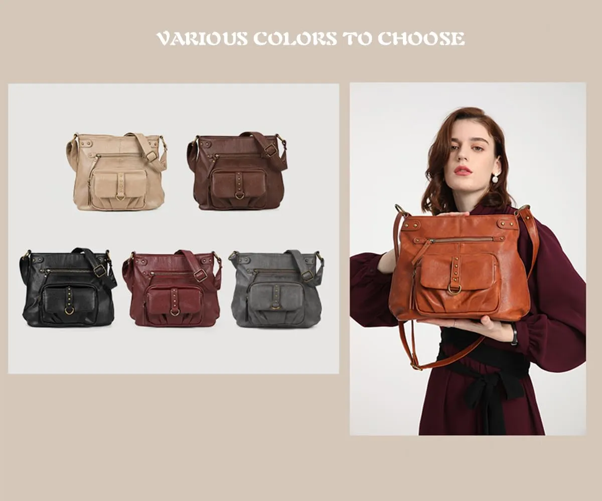 Women Shoulder Handbag Roomy Multiple Pockets Bag Ladies Crossbody Purse Fashion PU Leather Tote Satchel