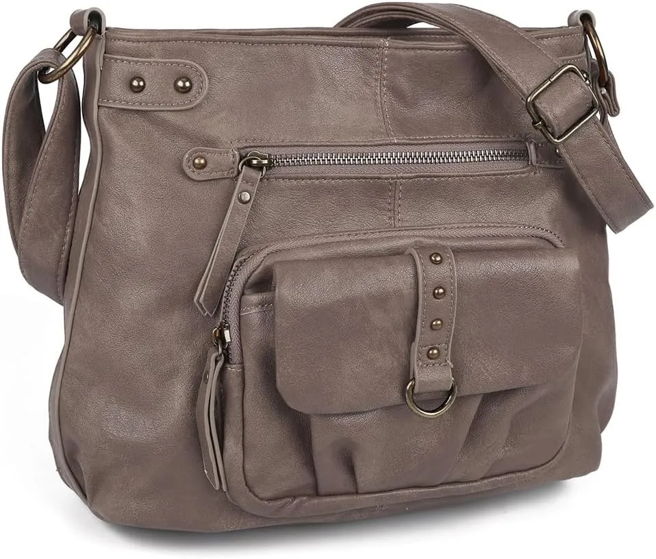 Women Shoulder Handbag Roomy Multiple Pockets Bag Ladies Crossbody Purse Fashion PU Leather Tote Satchel