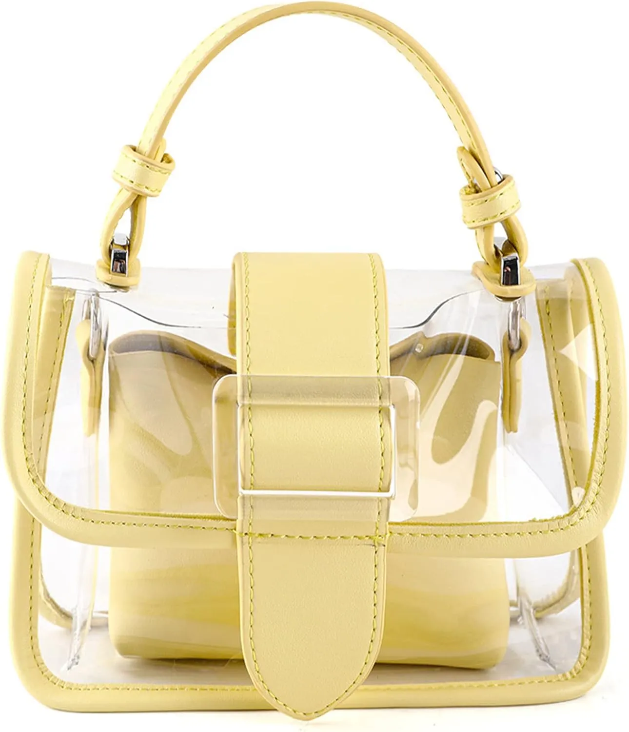 Women Small Clear Handbag, 2 in 1 Shoulder Crossbody Bag Purse with Chain Strap