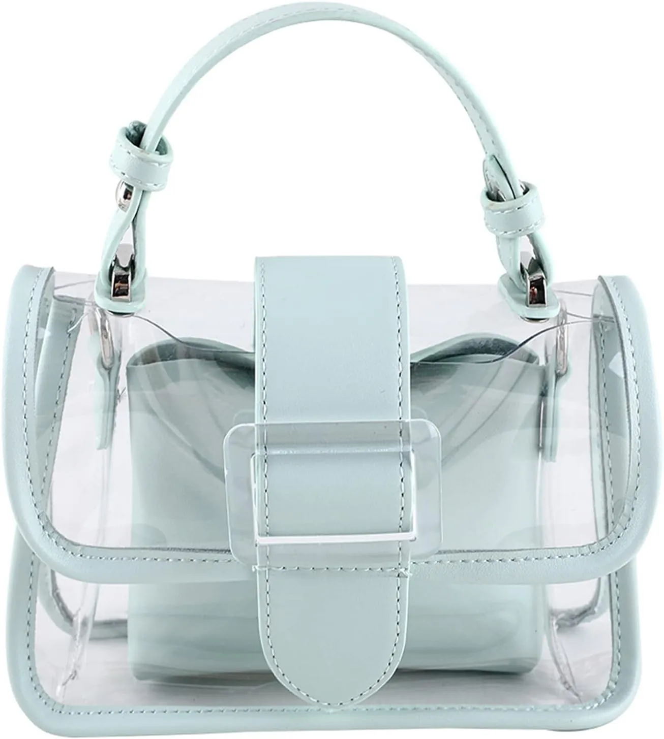 Women Small Clear Handbag, 2 in 1 Shoulder Crossbody Bag Purse with Chain Strap