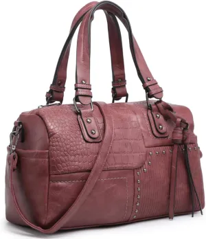 Women Soft Vegan Leather Barrel Bags Large Hobo Top Handle Work Totes Satchel Handbags Shoulder Purse (Coffee)