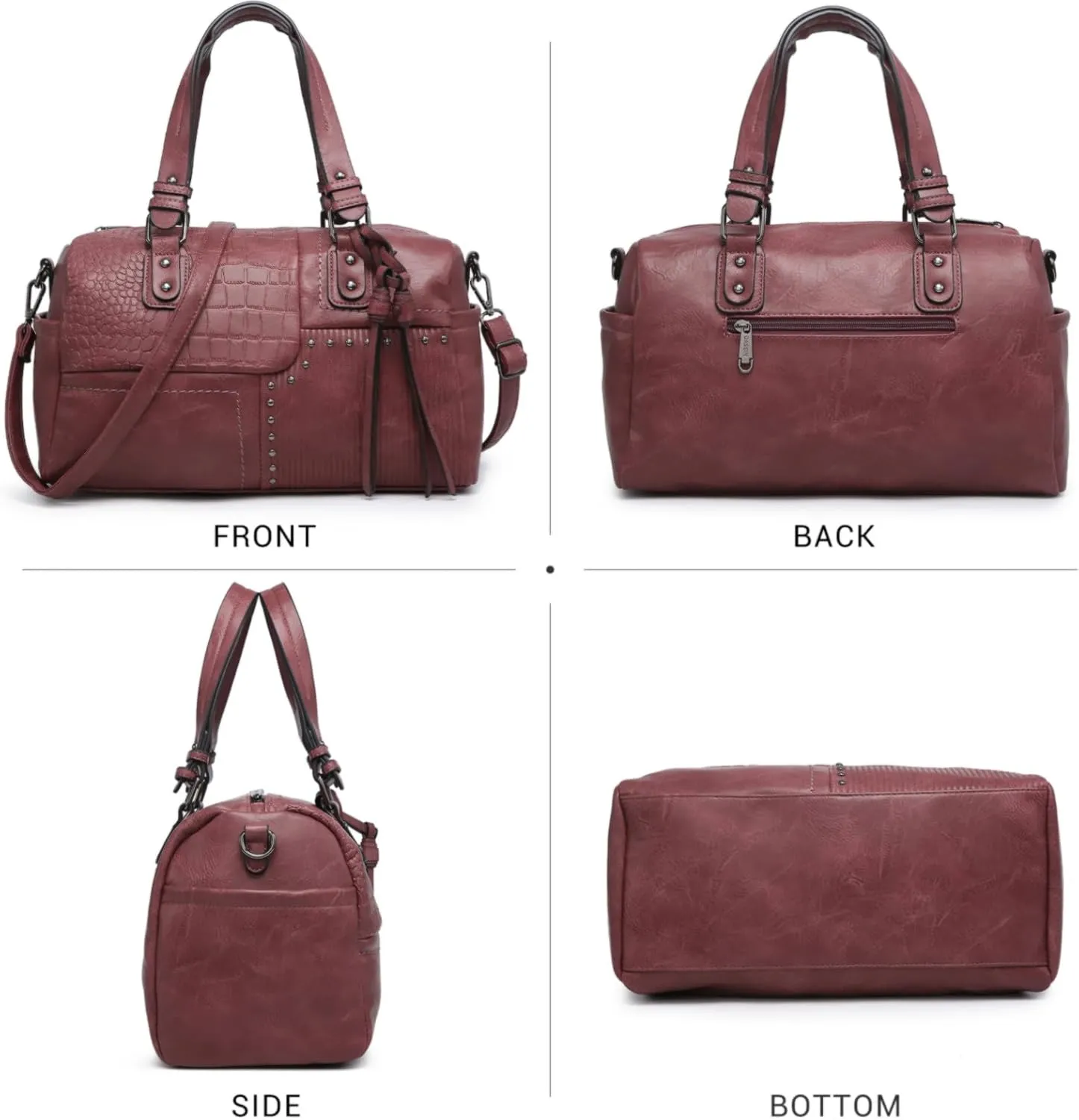 Women Soft Vegan Leather Barrel Bags Large Hobo Top Handle Work Totes Satchel Handbags Shoulder Purse (Coffee)