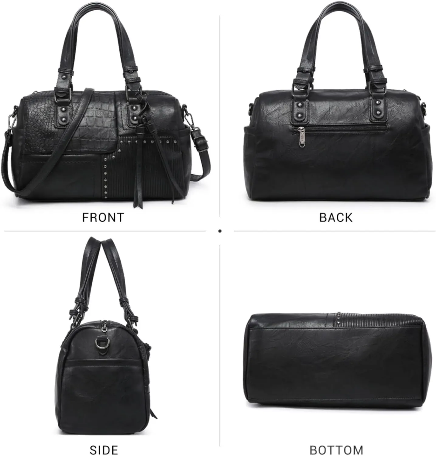Women Soft Vegan Leather Barrel Bags Large Hobo Top Handle Work Totes Satchel Handbags Shoulder Purse (Coffee)