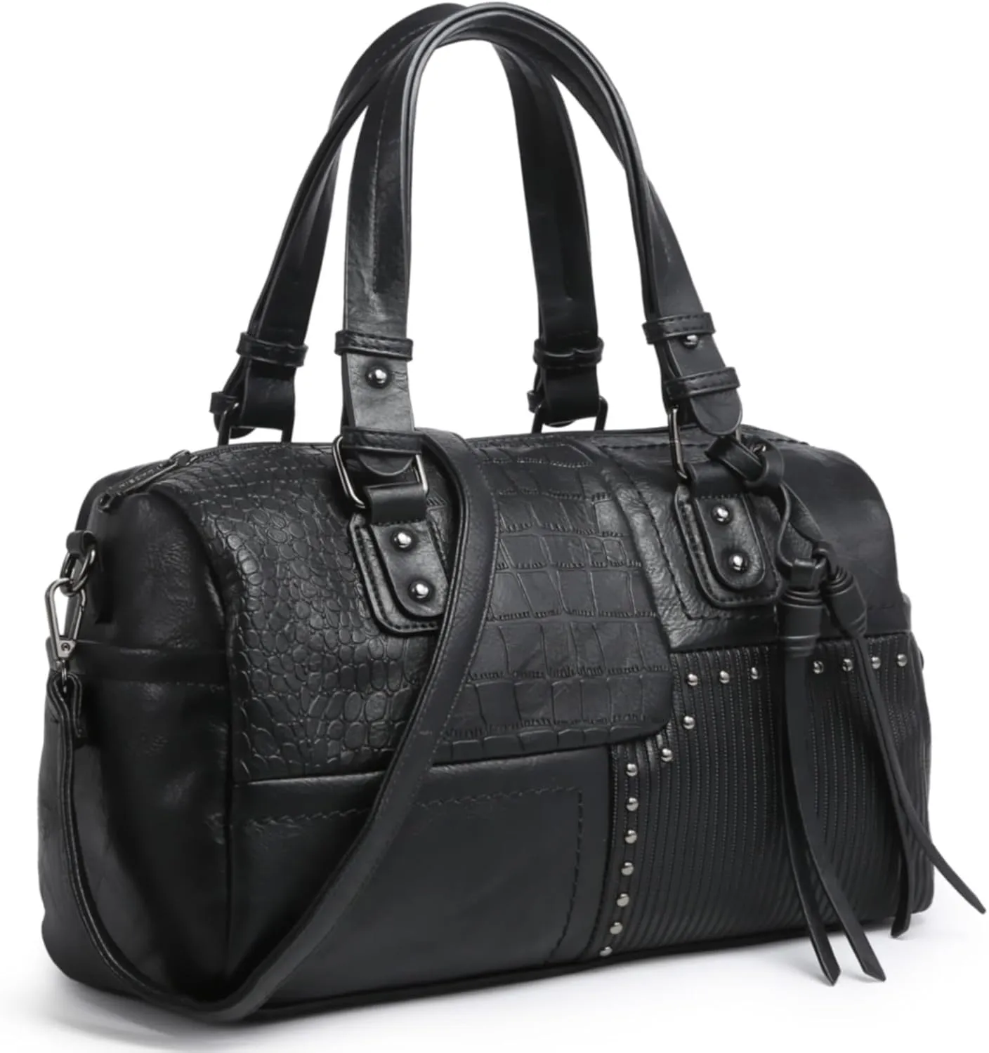 Women Soft Vegan Leather Barrel Bags Large Hobo Top Handle Work Totes Satchel Handbags Shoulder Purse (Coffee)