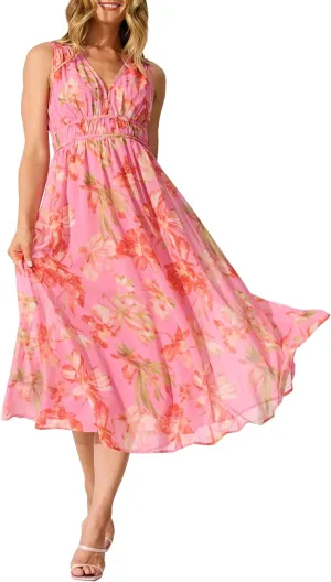 Womens 2025 Summer Sleeveless V Neck Boho Long Dress Floral Print Beach Maxi Sundresses