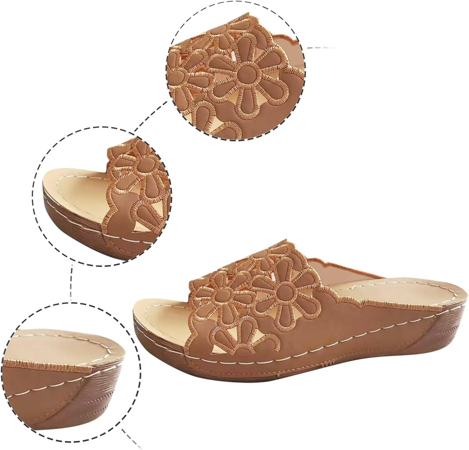 Women's Arch Support Platform Sandals Slip on Wedge Sandal with Elastic Orthopedic Sandals with Arch Support