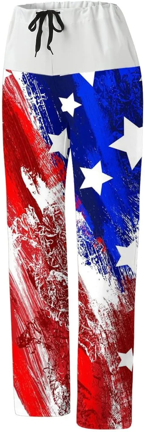 Women's Baggy Pants Independence Day Printed Y2K Streetwear Athletic Casual Pants Plus Summer Fashion Wide Leg Trouser