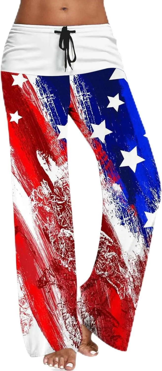 Women's Baggy Pants Independence Day Printed Y2K Streetwear Athletic Casual Pants Plus Summer Fashion Wide Leg Trouser