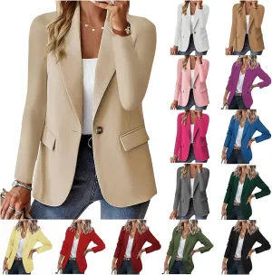 Womens Blazers Casual One Button Blazer Dressy Suit Jackets Long Sleeve Open Front Blazer with Pockets Fall Outfits
