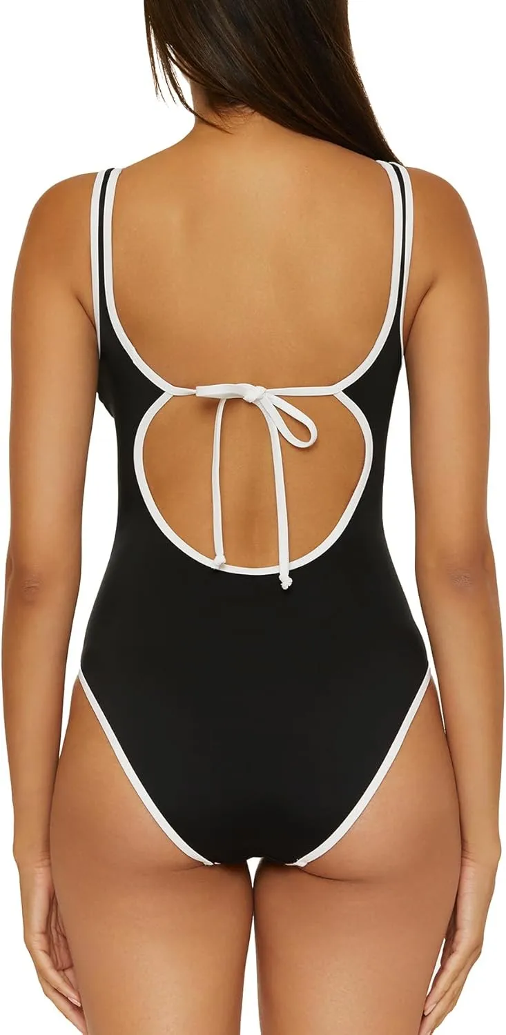 Women's Block Party One Piece Swimsuit, Scoop Neck, Adjustable, Bathing Suits