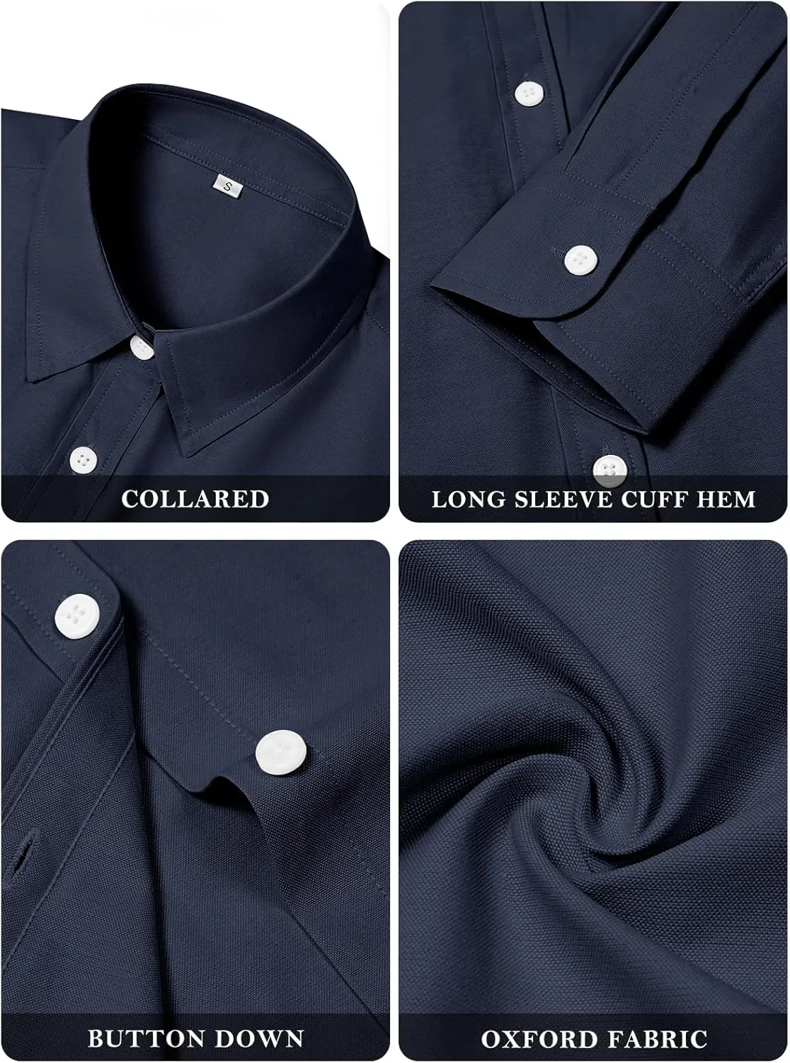 Womens Button Down Shirts Cotton Dress Shirts Oxford Shirts Long Sleeve Work Blouses Collared Tops Tunics with Pocket