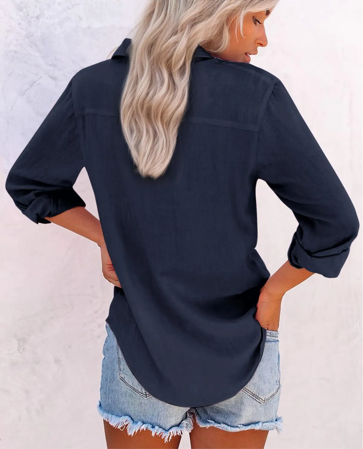 Womens Button Down Shirts Cotton Dress Shirts Oxford Shirts Long Sleeve Work Blouses Collared Tops Tunics with Pocket
