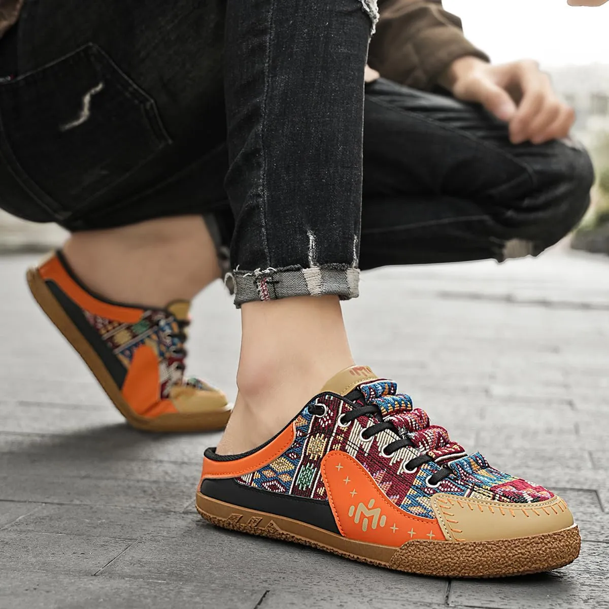 Women's Casual Canvas Loafers Slip On Sneakers - Embroidered Ethnic Style Comfort Walking Shoes