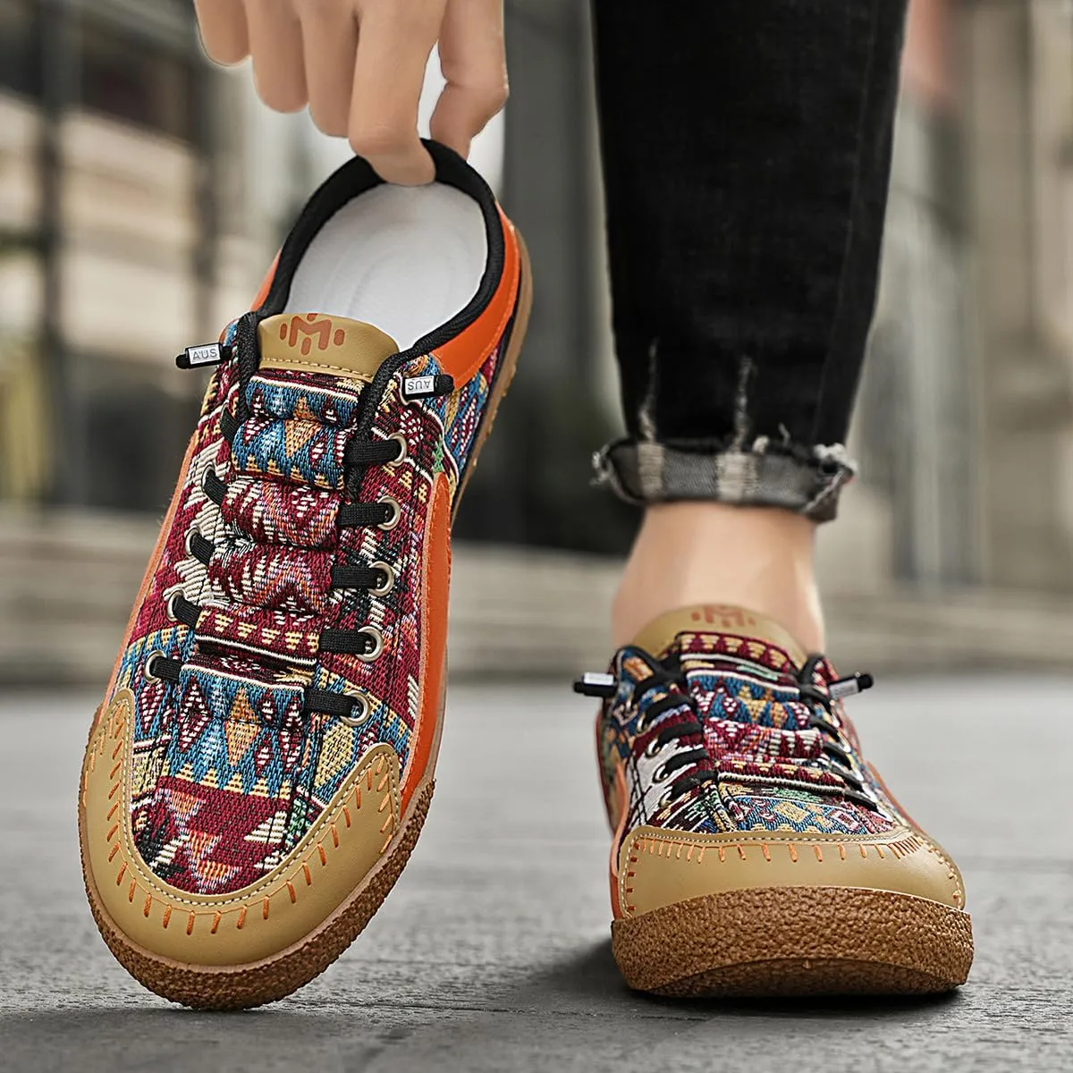 Women's Casual Canvas Loafers Slip On Sneakers - Embroidered Ethnic Style Comfort Walking Shoes