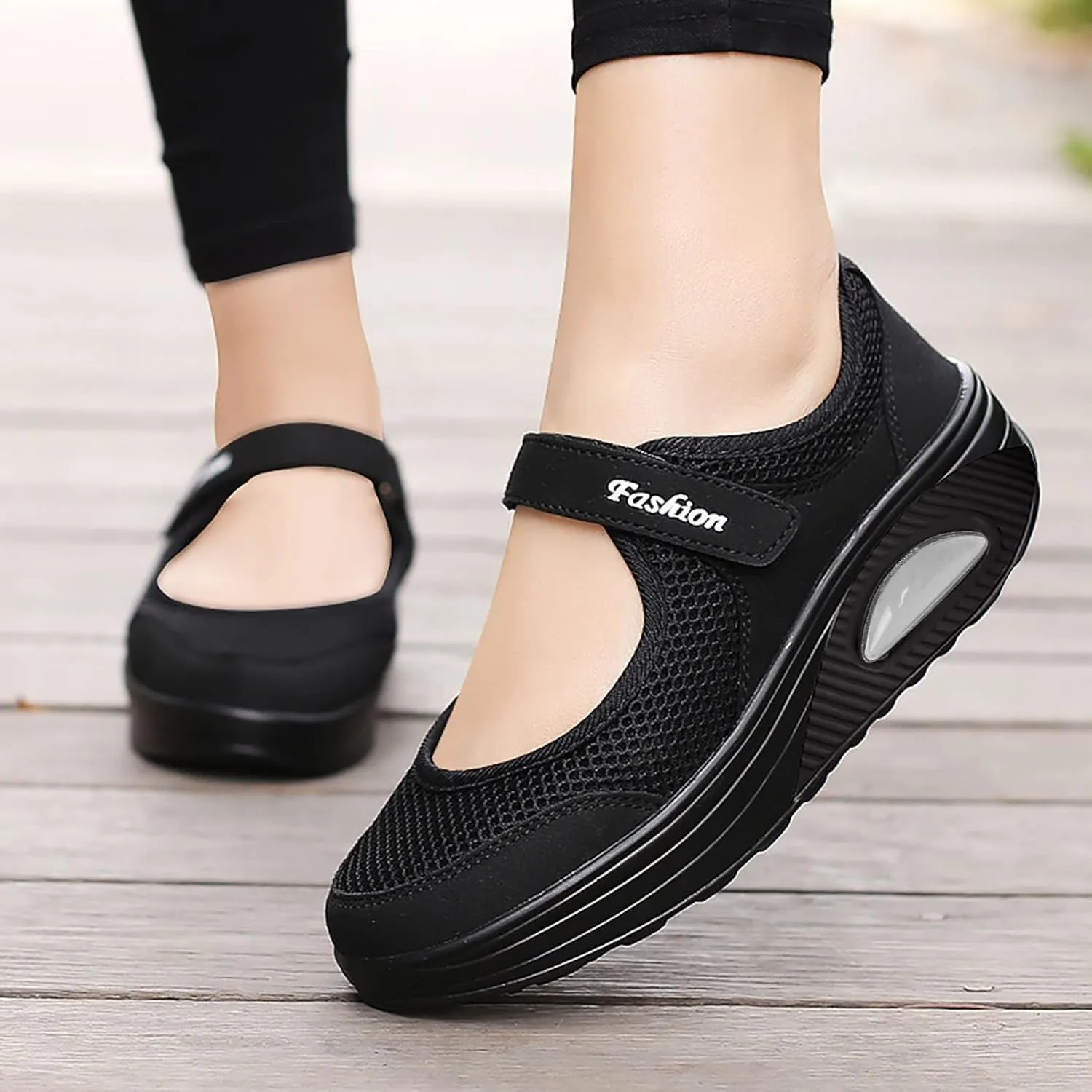 Women's Mary Jane Sneakers Lightweight Comfortable Walking Shoes Breathable Orthopedic Sneakers Platform Mesh Sandals