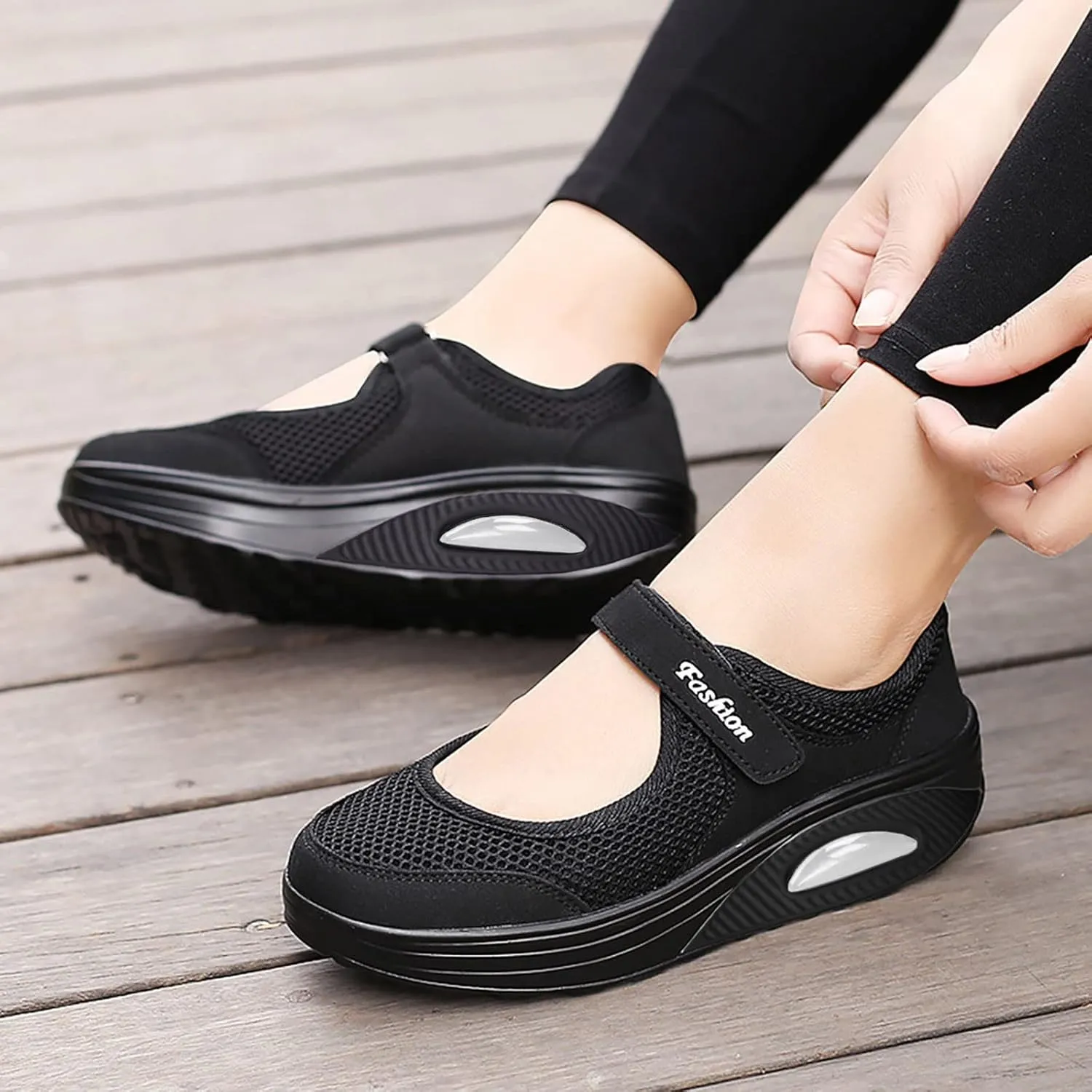 Women's Mary Jane Sneakers Lightweight Comfortable Walking Shoes Breathable Orthopedic Sneakers Platform Mesh Sandals