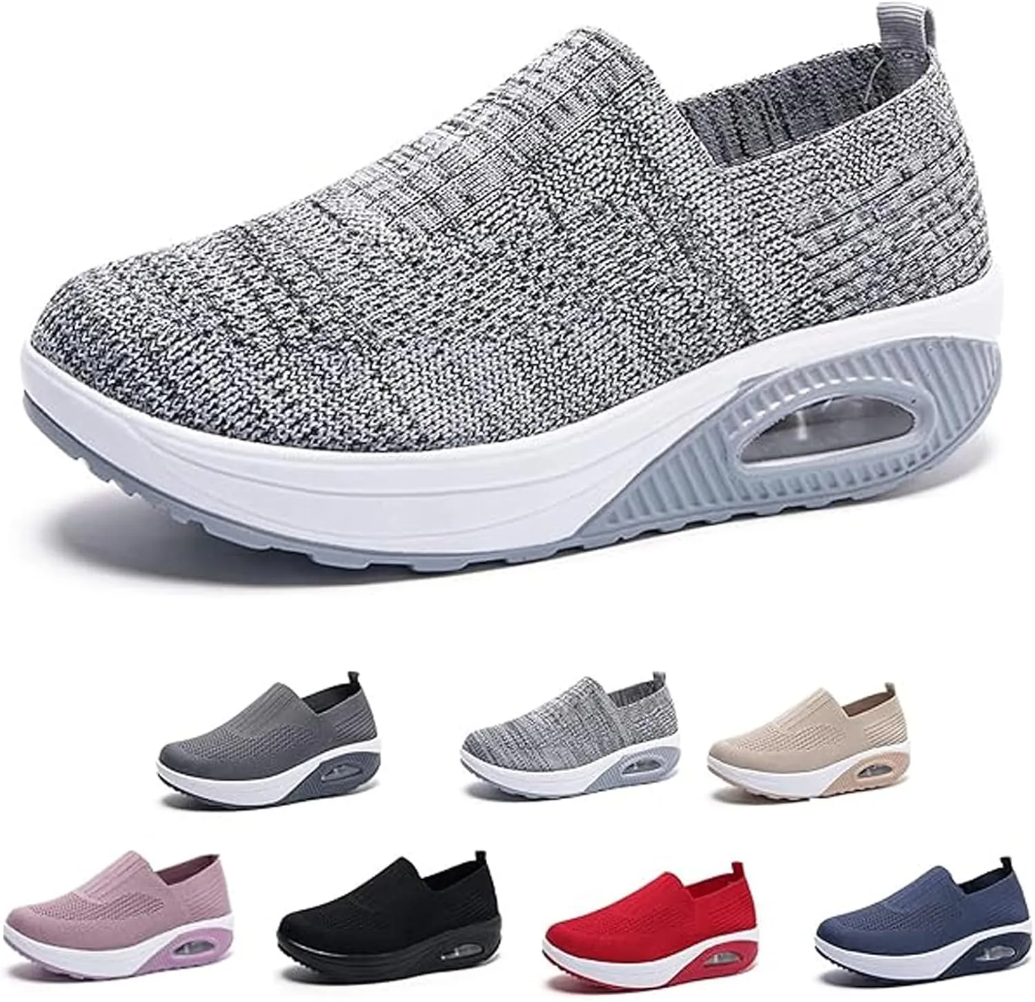 Women's Orthopedic Sneakers Air Cushion Slip on Walking Shoes Soft Stretch Diabetic Casual Breathable Wide Shoe with Arch Support
