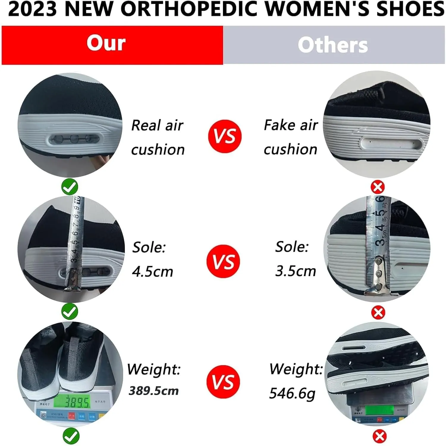 Women's Orthopedic Sneakers Air Cushion Slip on Walking Shoes Soft Stretch Diabetic Casual Breathable Wide Shoe with Arch Support
