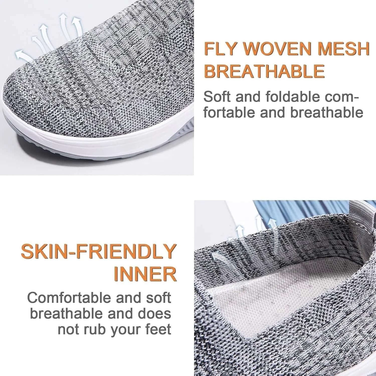 Women's Orthopedic Sneakers Air Cushion Slip on Walking Shoes Soft Stretch Diabetic Casual Breathable Wide Shoe with Arch Support