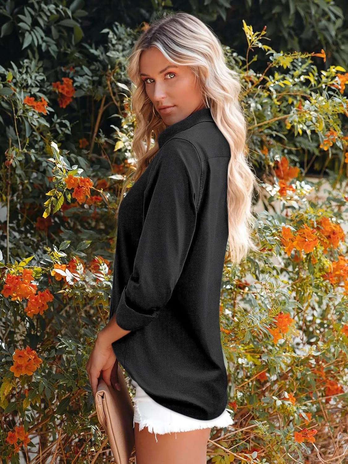 Womens Oxford Shirts Button Down Shirts Cotton Dress Shirts Long Sleeve Collared Work Office Blouses Tunic Tops