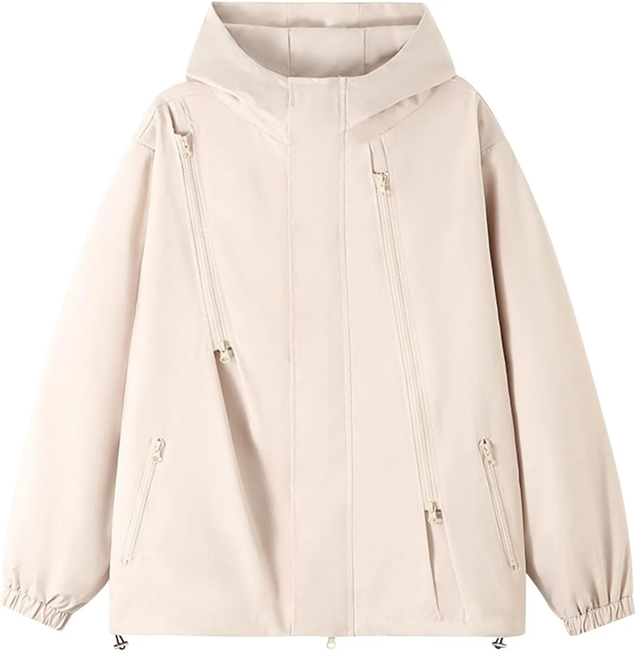 Women's Plus Size Waterproof Shell Jacket Unisex Windbreaker Hooded Rain Coat for Outdoor Hiking Climbing Traveling
