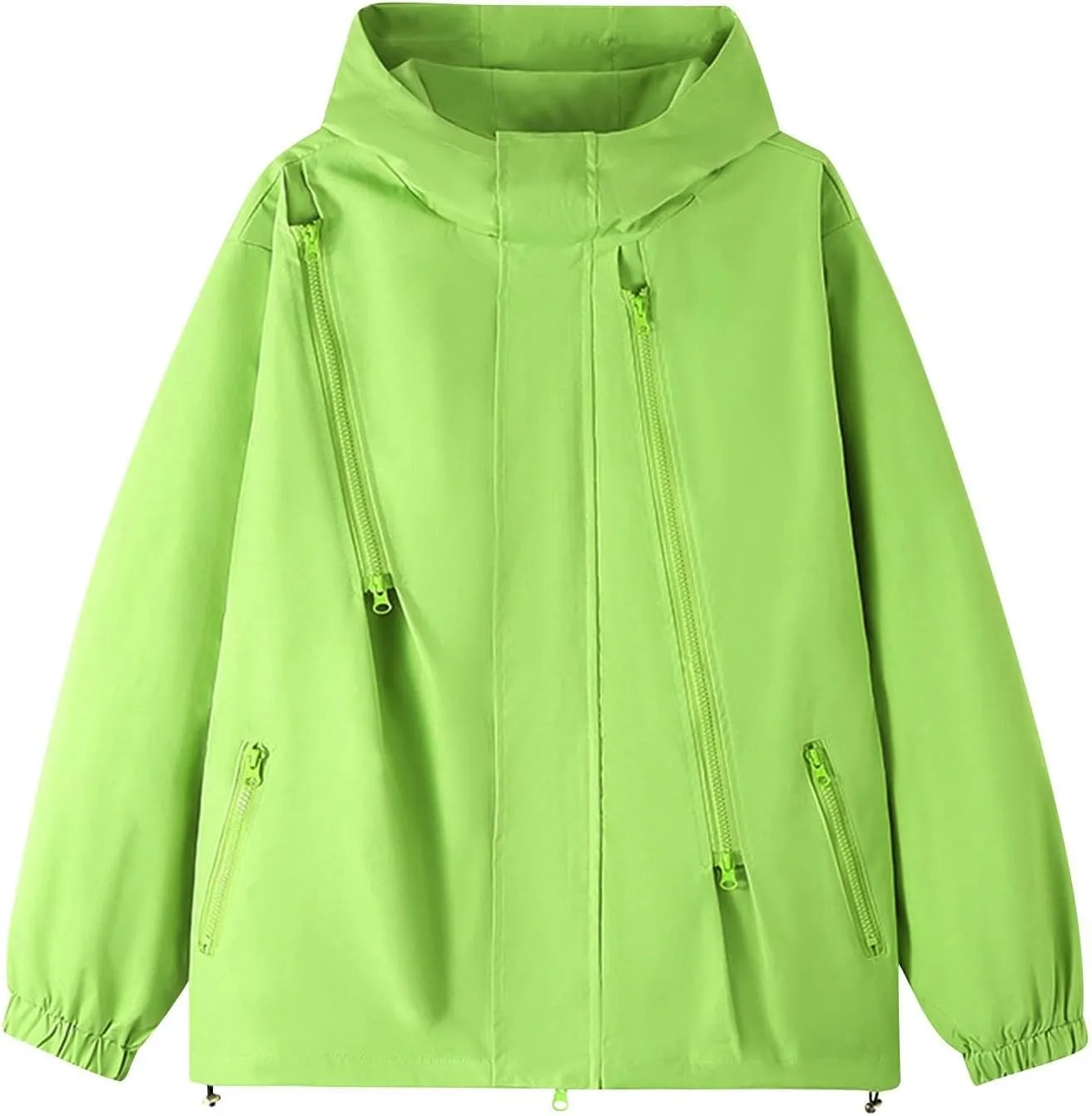 Women's Plus Size Waterproof Shell Jacket Unisex Windbreaker Hooded Rain Coat for Outdoor Hiking Climbing Traveling
