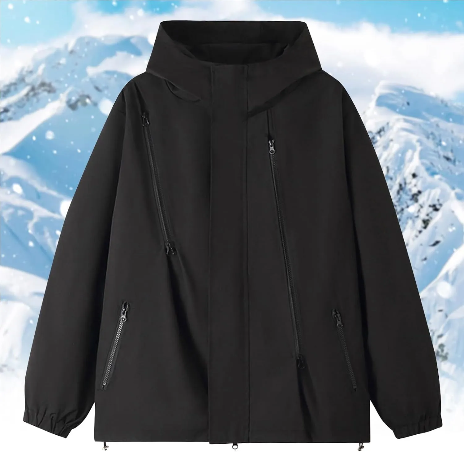 Women's Plus Size Waterproof Shell Jacket Unisex Windbreaker Hooded Rain Coat for Outdoor Hiking Climbing Traveling
