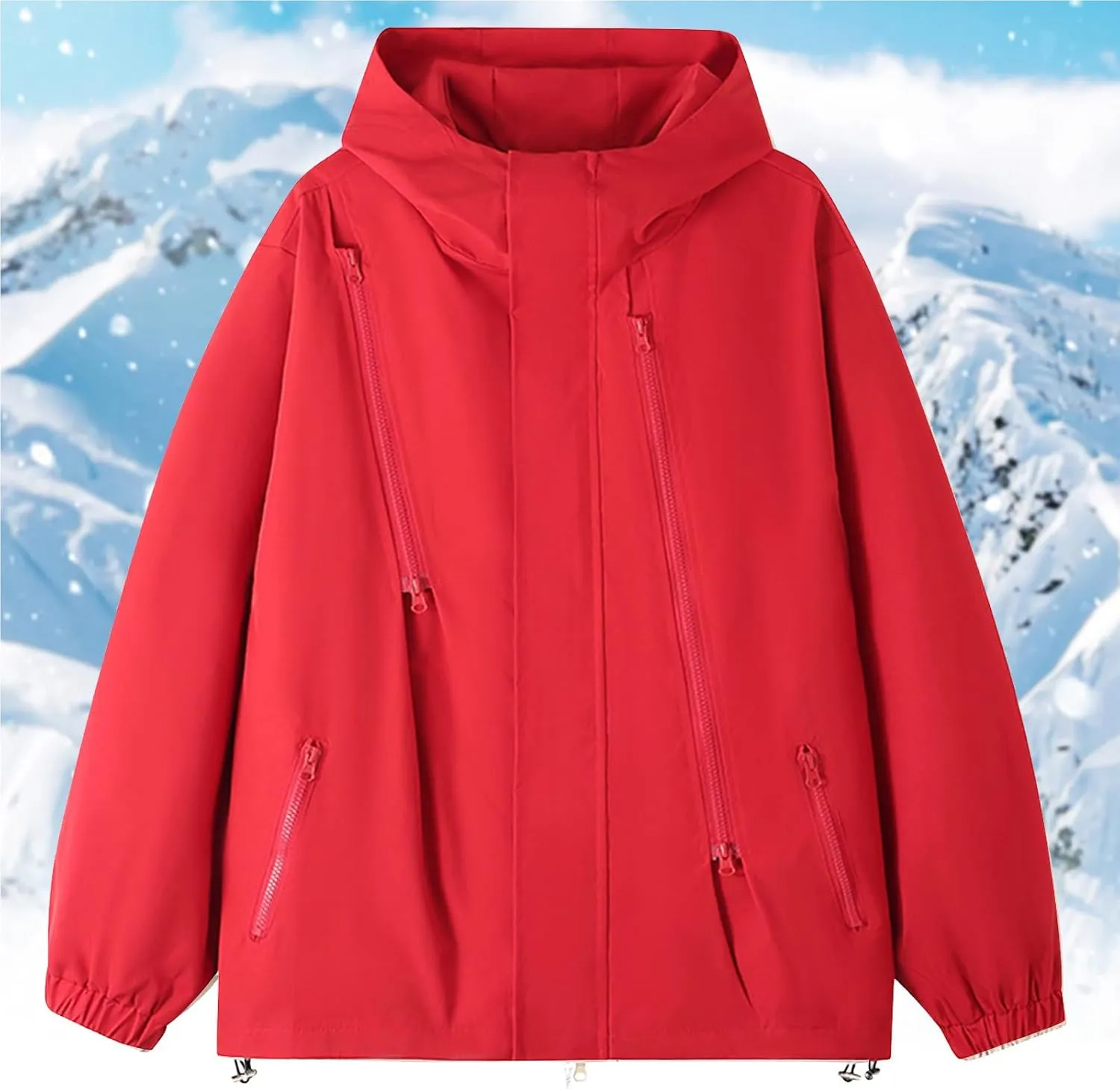 Women's Plus Size Waterproof Shell Jacket Unisex Windbreaker Hooded Rain Coat for Outdoor Hiking Climbing Traveling