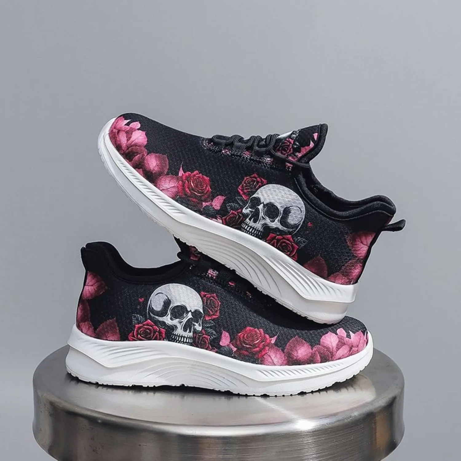 Women's Punk Y2K Mesh Running Sneakers White Sole Fashion Lightweight Breathable Casual Sports Shoes