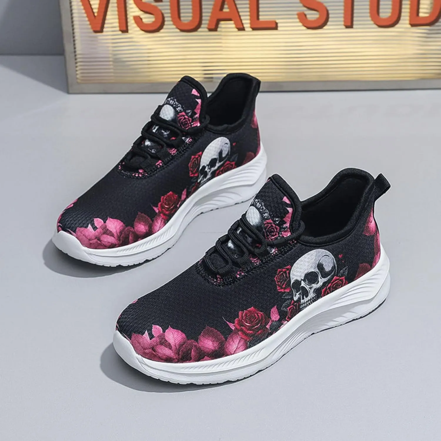 Women's Punk Y2K Mesh Running Sneakers White Sole Fashion Lightweight Breathable Casual Sports Shoes