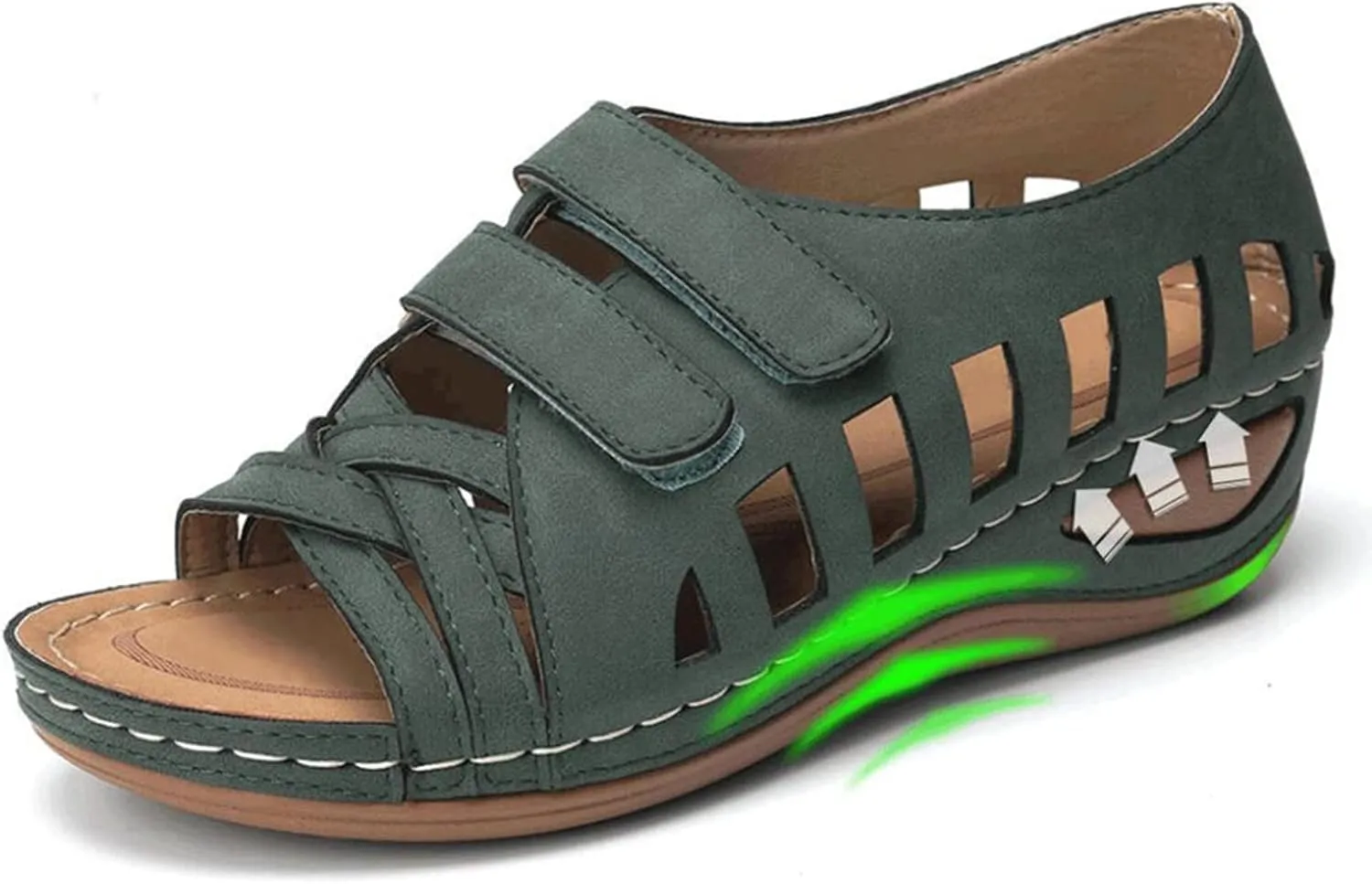 Womens Sandals With Back Strap Wide Width Trendy Summer Open Toe Vintage Double Buckle Casual Walking Shoes