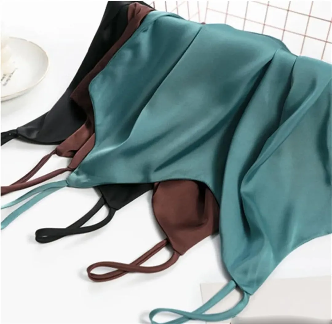 Women's Sexy Satin Cropped Top V Neck Bandeau Top Basic Camisole Summer Sleeveless Tank Top