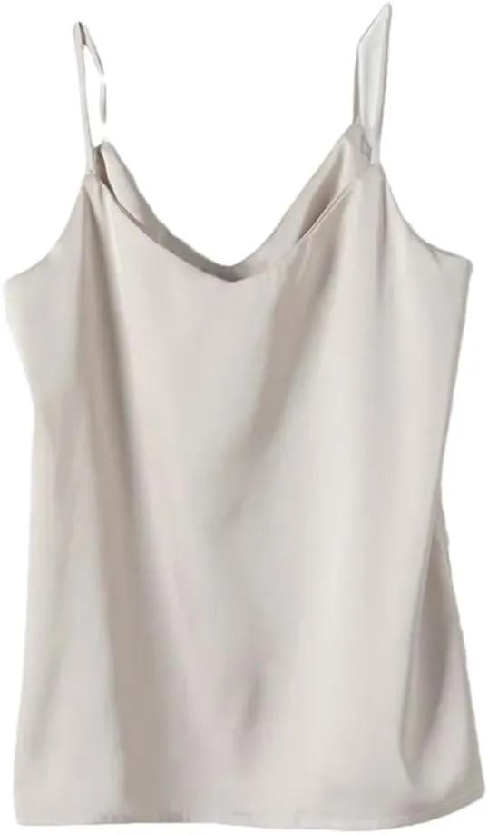 Women's Sexy Satin Cropped Top V Neck Bandeau Top Basic Camisole Summer Sleeveless Tank Top