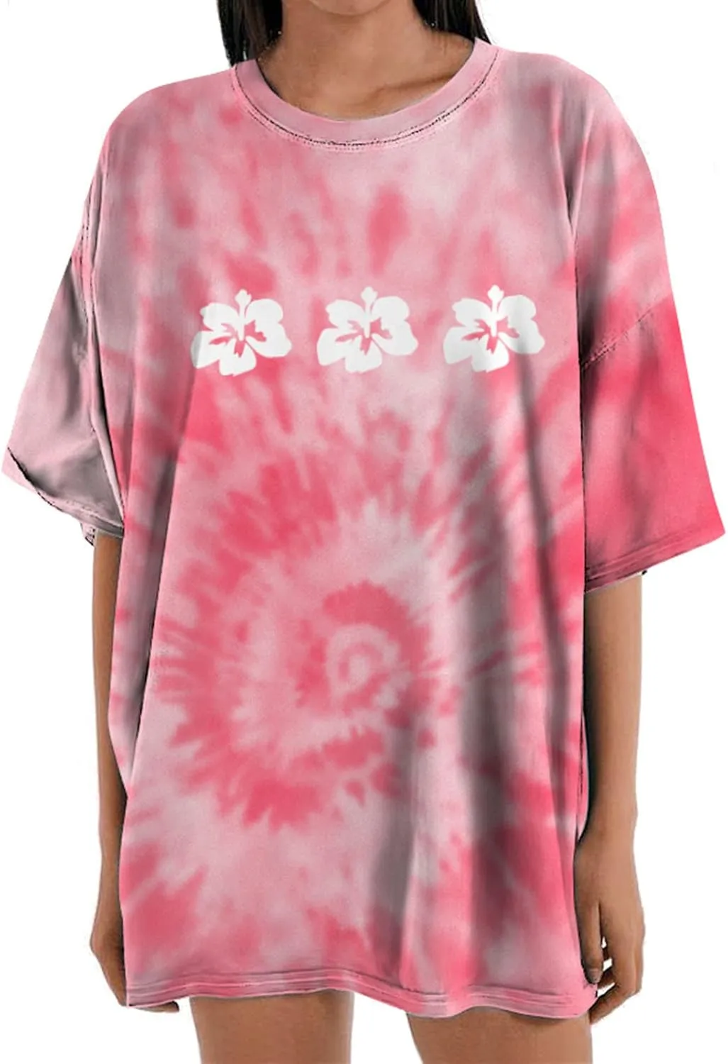 Womens Short Sleeve Tops Crewneck Tie Dye Shirts Oversized Tees T-Shirt Trendy Shirts Blouse Graphic Funny T Shirts