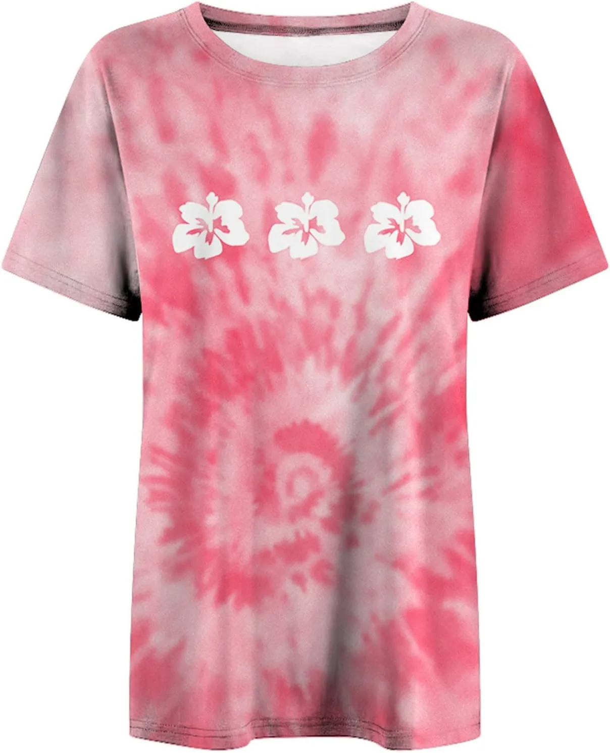 Womens Short Sleeve Tops Crewneck Tie Dye Shirts Oversized Tees T-Shirt Trendy Shirts Blouse Graphic Funny T Shirts