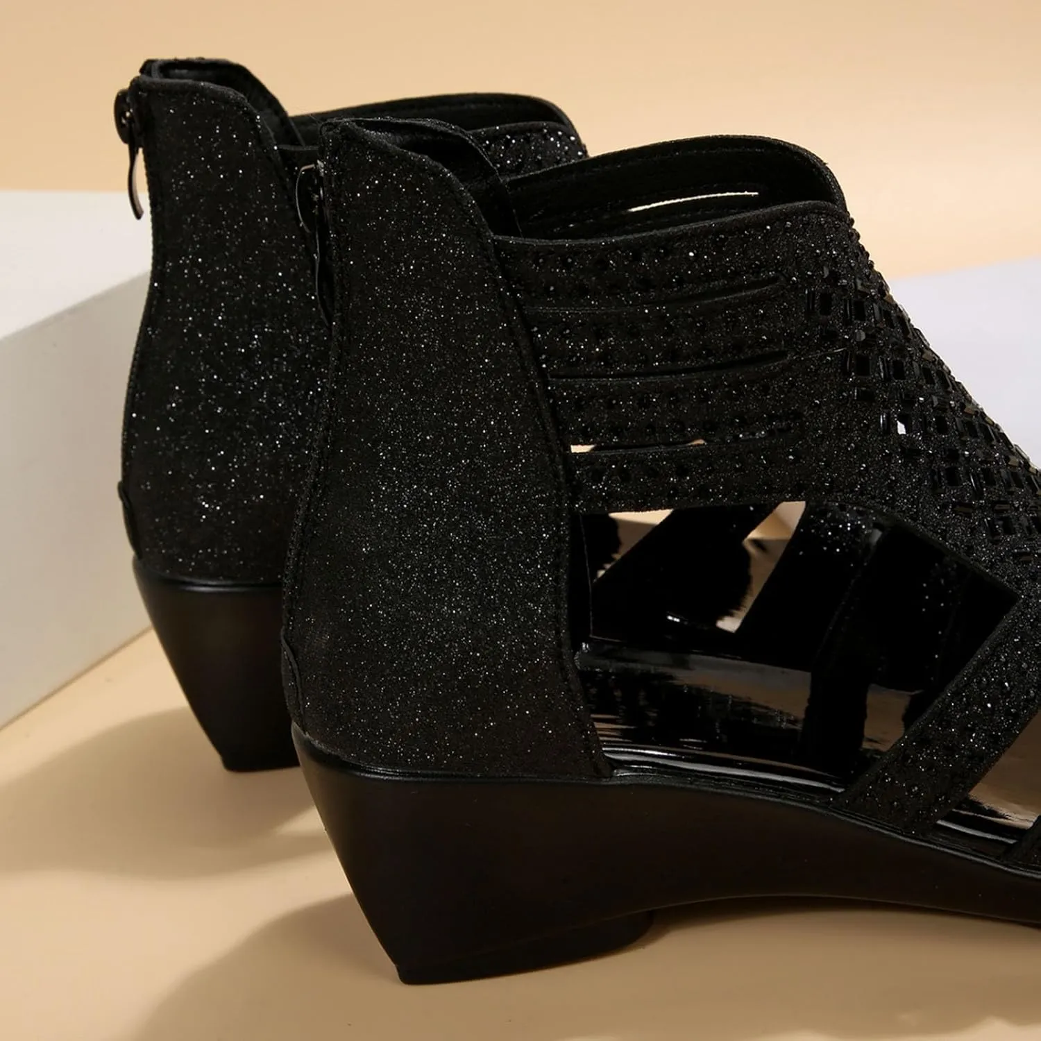 Women's Slide Wedge Sandal Open Toe High Heel Zipper Back Platform Orthopedic Sandals for Women Wide Width