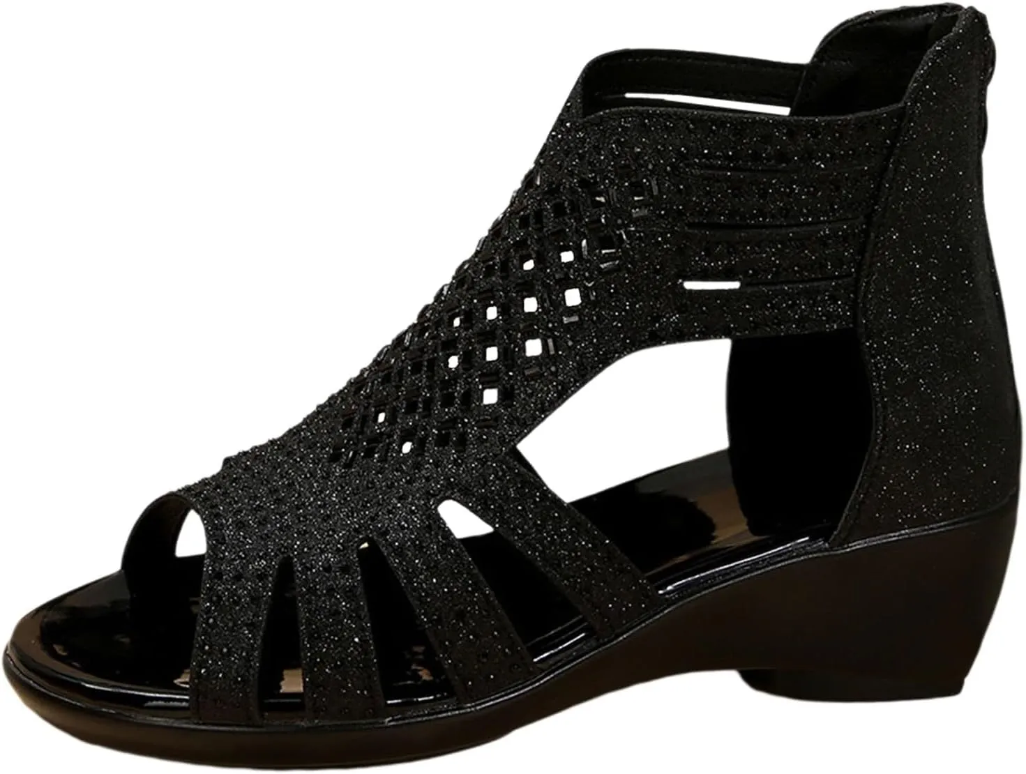 Women's Slide Wedge Sandal Open Toe High Heel Zipper Back Platform Orthopedic Sandals for Women Wide Width