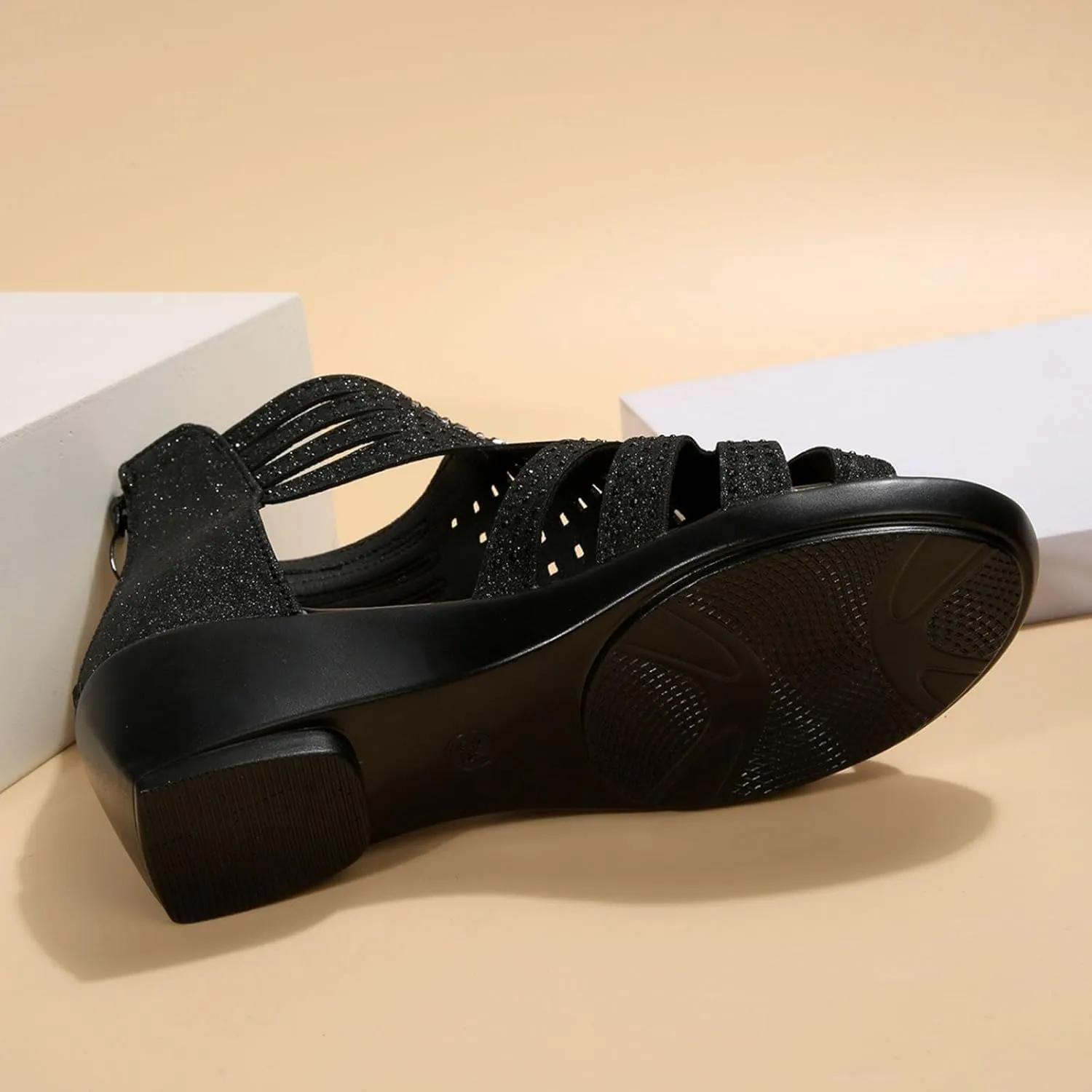 Women's Slide Wedge Sandal Open Toe High Heel Zipper Back Platform Orthopedic Sandals for Women Wide Width