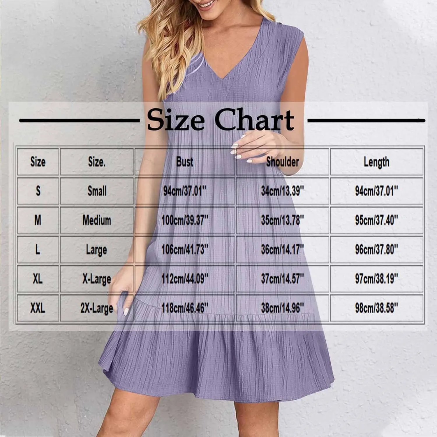 Women's Summer Dresses Sleeveless Vneck Solid Loose Short Flowy Pleated Mini Dress V Neck Boho Sundress Trendy S-XXL
