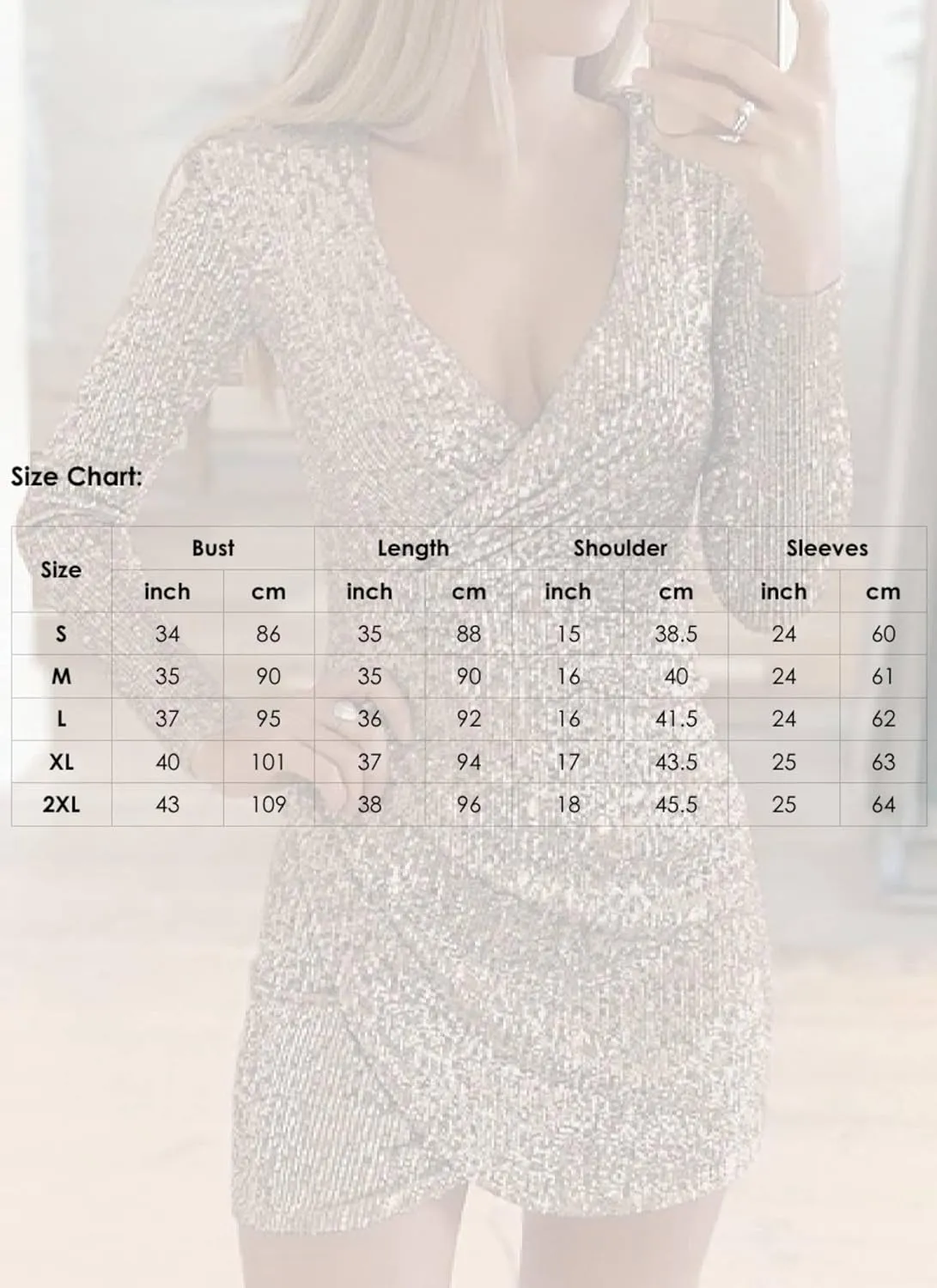 Womens Summer Sexy Charming Gold Sequin Dress Deep V Neck Long Sleeve Ruched Bodycon Cocktail Party Mini Dress