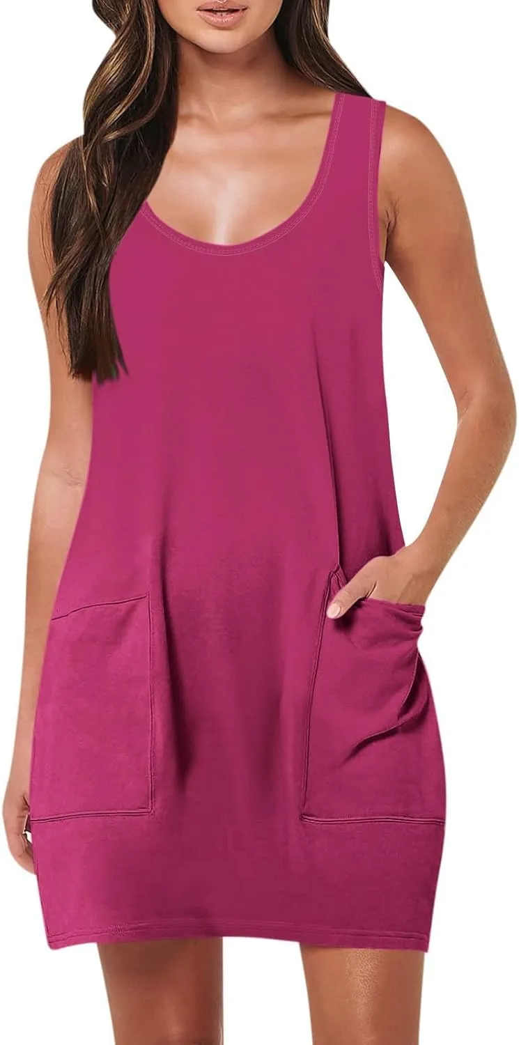 Women's Summer Short Sleeve A-Line Midi Dresses Casual Floral Romper Dress Flowy Beach Sundress with Pockets S-XXL