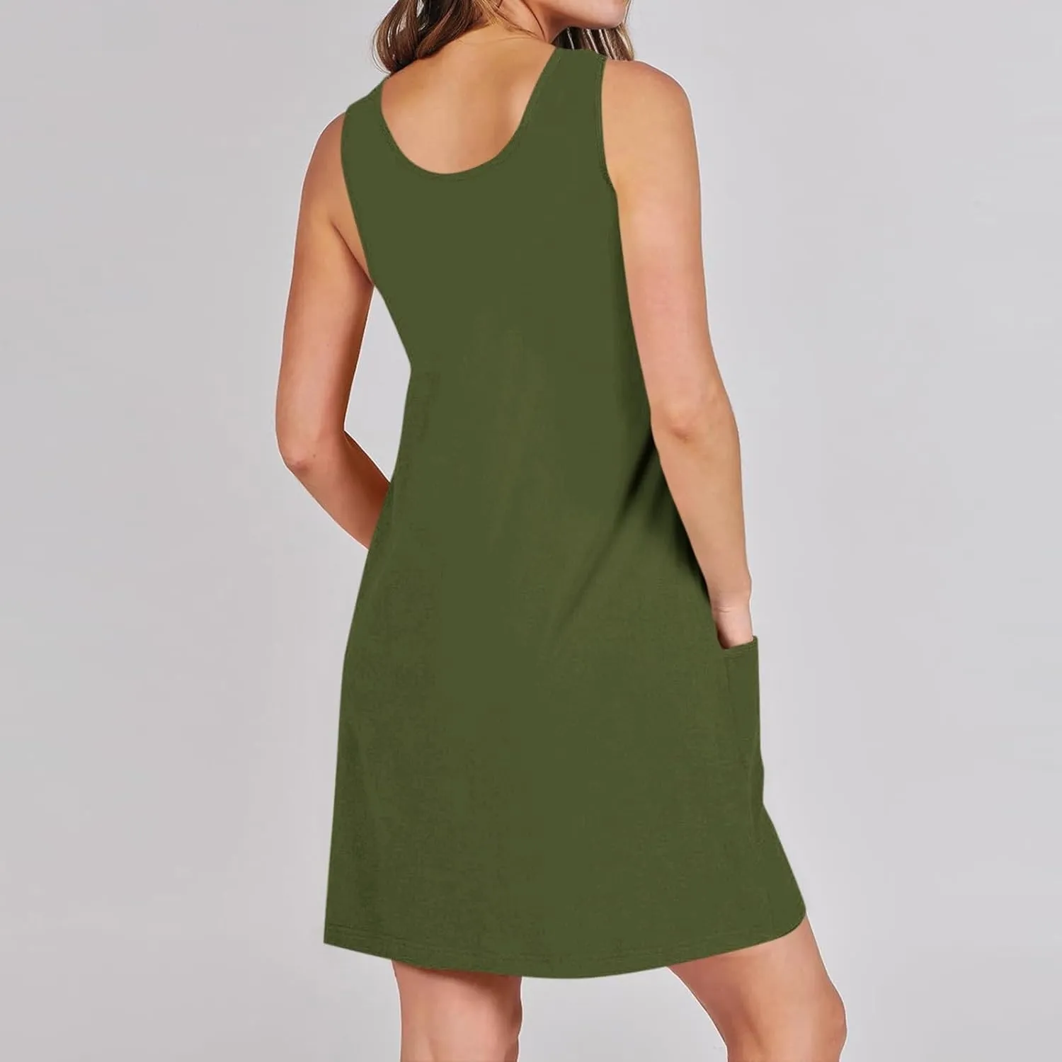 Women's Summer Short Sleeve A-Line Midi Dresses Casual Floral Romper Dress Flowy Beach Sundress with Pockets S-XXL