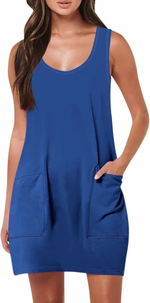 Women's Summer Short Sleeve A-Line Midi Dresses Casual Floral Romper Dress Flowy Beach Sundress with Pockets S-XXL