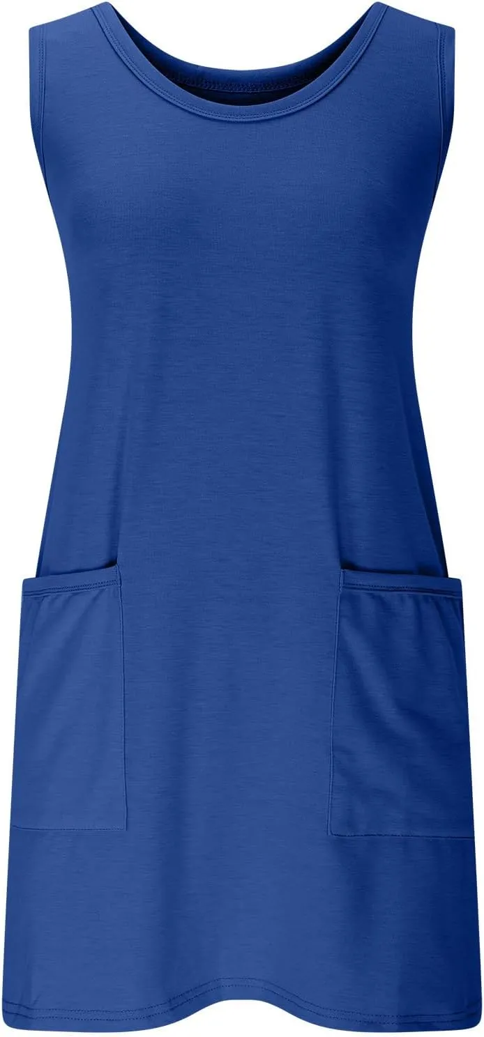 Women's Summer Short Sleeve A-Line Midi Dresses Casual Floral Romper Dress Flowy Beach Sundress with Pockets S-XXL